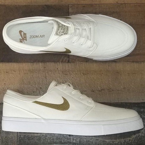 nike sb janoski golden beige & white suede skate shoes